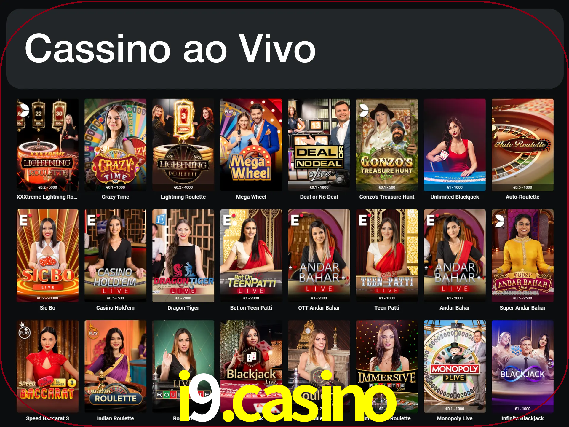 Jogue jogos de cassino com um verdadeiro dealer.