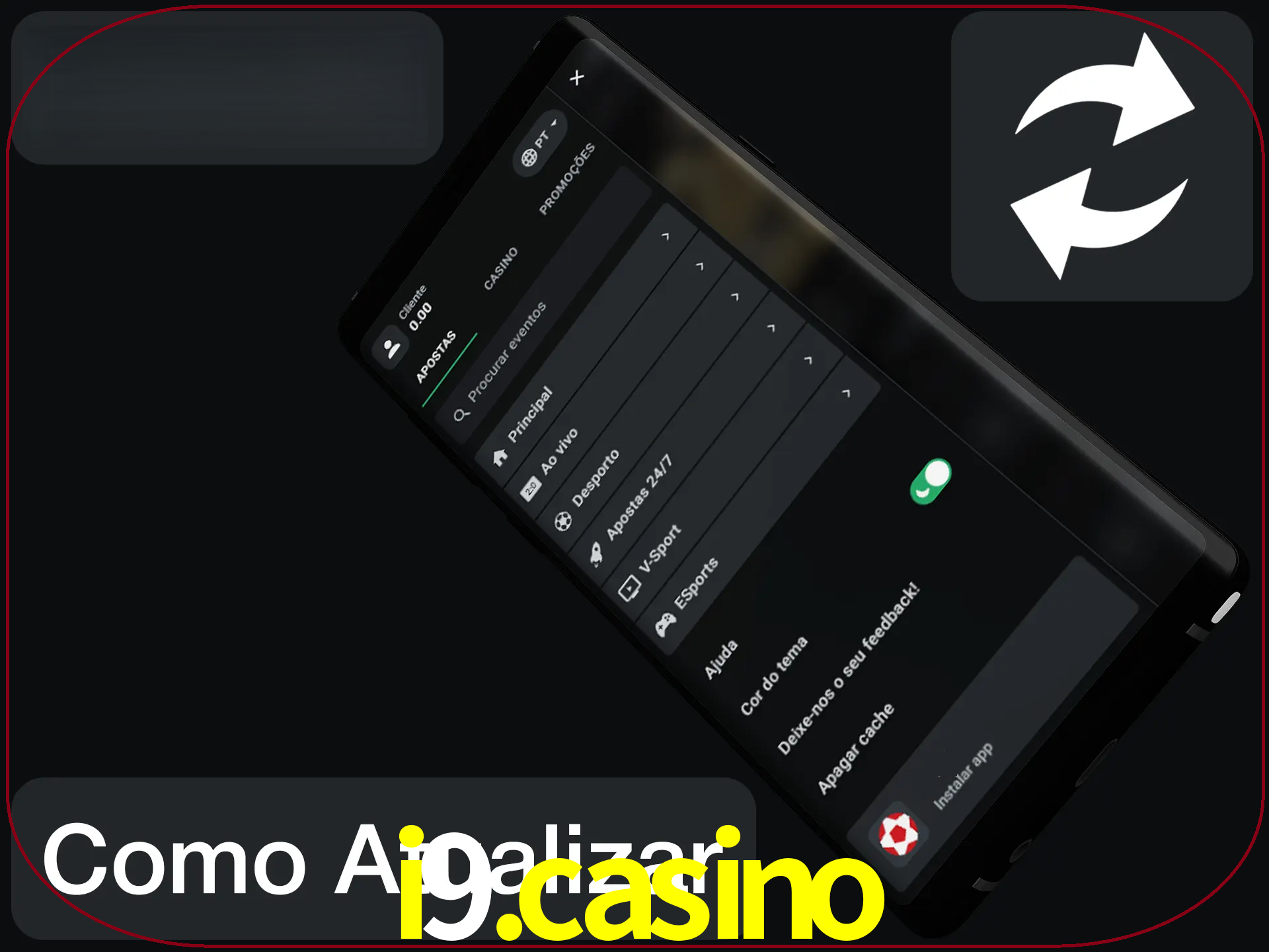 O aplicativo é atualizado automaticamente quando você faz o login.