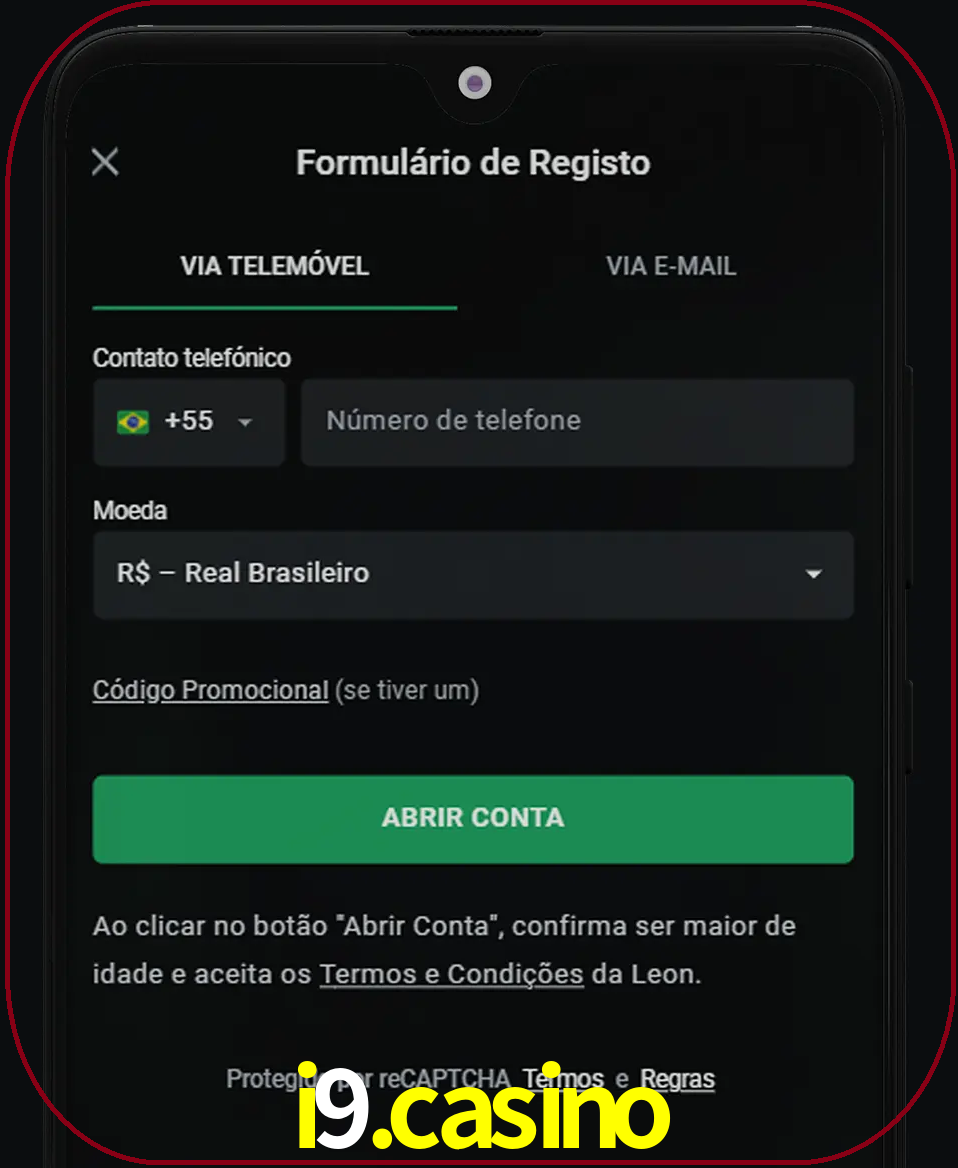 Abra o aplicativo e inicie o processo de registro.